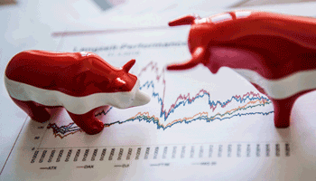 Wiener Börse Bulle und Bär auf Chart Wiener Börse Bulle und Bär auf Chart